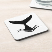 Ocean Wave Whale Tail Silhouette Bier Onderzetter (Linkerzijde)