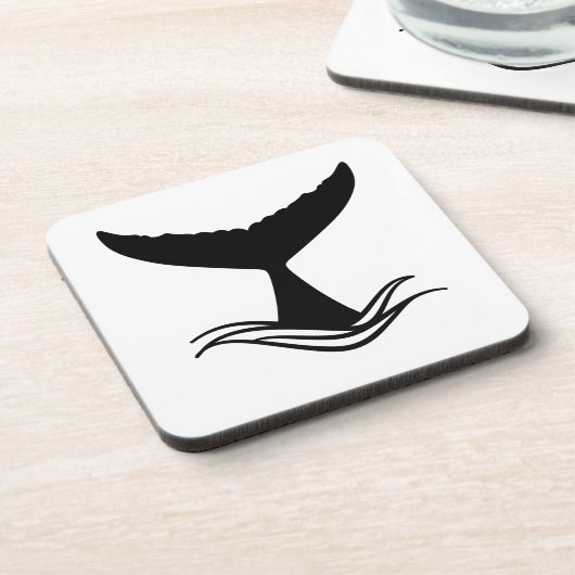 Ocean Wave Whale Tail Silhouette Bier Onderzetter (Linkerzijde)