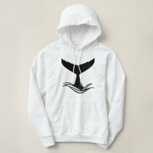 Ocean Wave Whale Tail Silhouette Hoodie