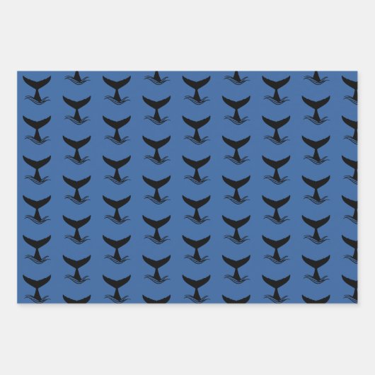Ocean Wave Whale Tail Silhouette Inpakpapier Vel (Voorkant 2)