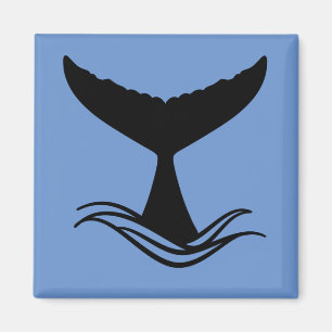 Ocean Wave Whale Tail Silhouette Magneet