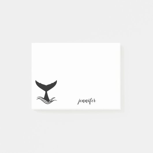 Ocean Wave Whale Tail Silhouette Post-it® Notes (Voorkant)