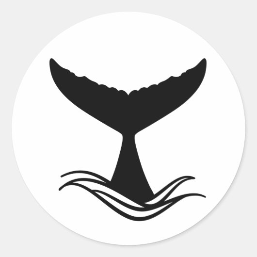 Ocean Wave Whale Tail Silhouette Ronde Sticker (Voorkant)