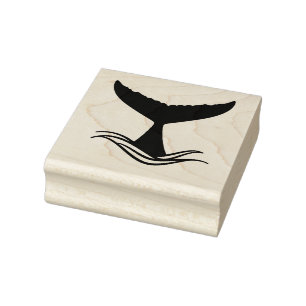 Ocean Wave Whale Tail Silhouette Rubberstempel
