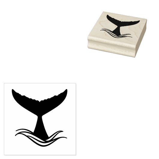 Ocean Wave Whale Tail Silhouette Rubberstempel (Gestempeld)