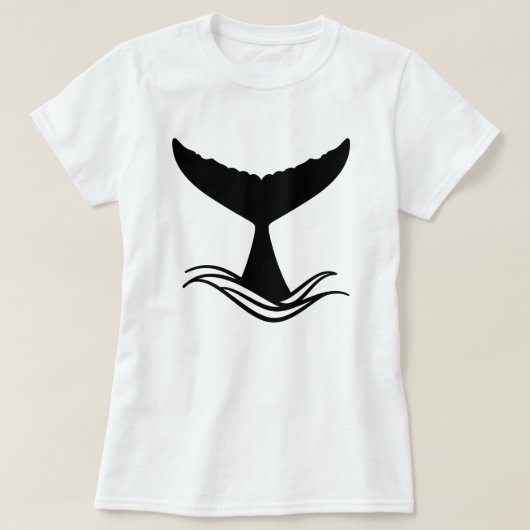 Ocean Wave Whale Tail Silhouette T-shirt (Design voorkant)