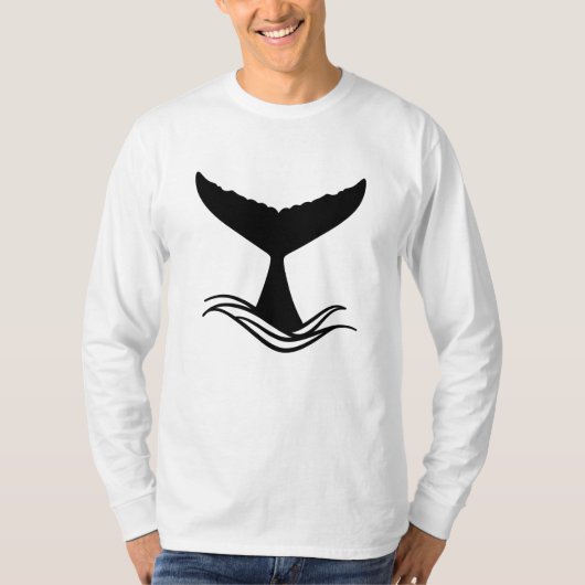 Ocean Wave Whale Tail Silhouette T-shirt (Voorkant)
