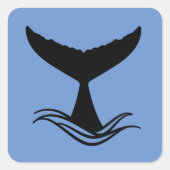 Ocean Wave Whale Tail Silhouette Vierkante Sticker (Voorkant)
