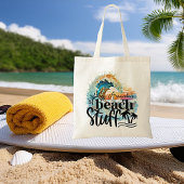 Ocean wave zonsondergang gepersonaliseerde strand  tote bag