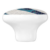 Ocean Waves Abstract Zee Blue Nautical Faux Mosaic Keramische Knop (Zijkant)