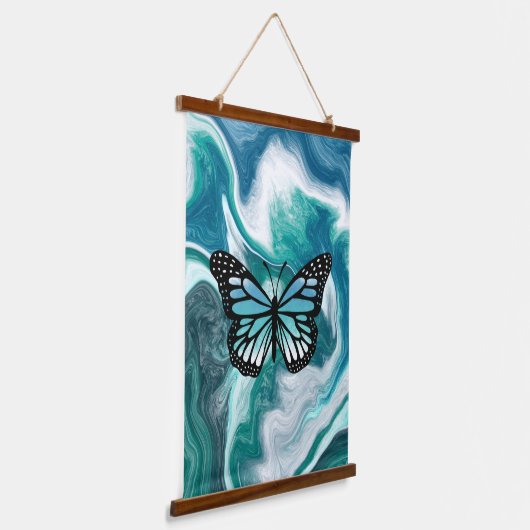 Ocean Waves Abstracte Butterfly Art Hangend Wandkleed (Gebogen)