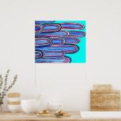 Ocean Waves aqua blauw kunstpatroon Poster (Keuken)