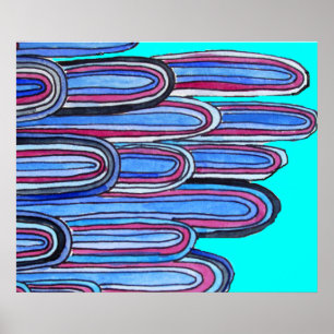 Ocean Waves aqua blauw kunstpatroon Poster