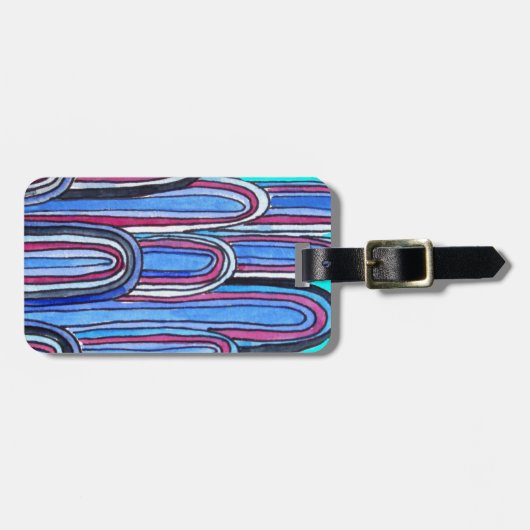 Ocean Waves aquablauw patroon Bagagelabel (Voorkant horizontaal)