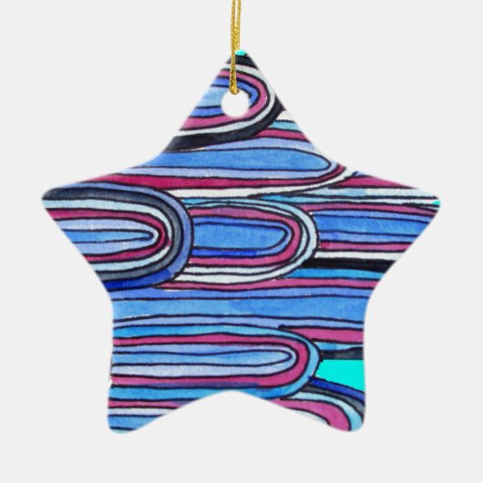 Ocean Waves aquablauw patroon Keramisch Ornament (Voorkant)