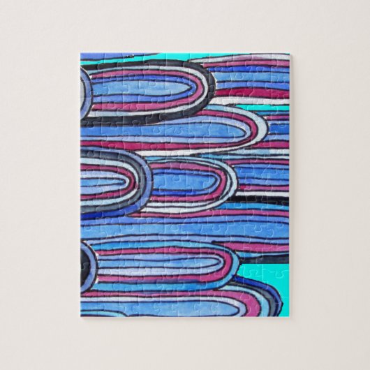 Ocean Waves aquablauw patroon Legpuzzel (Verticaal)