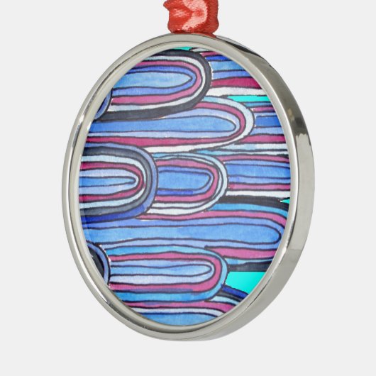 Ocean Waves aquablauw patroon Metalen Ornament (Links)