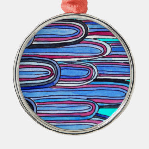 Ocean Waves aquablauw patroon Metalen Ornament