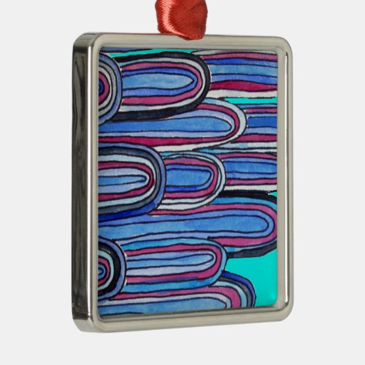 Ocean Waves aquablauw patroon Metalen Ornament (Rechts)