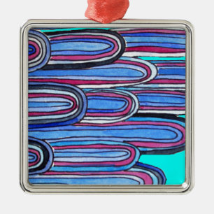 Ocean Waves aquablauw patroon Metalen Ornament