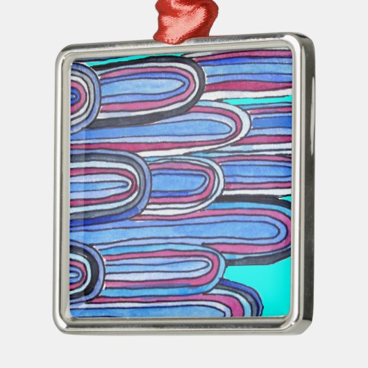 Ocean Waves aquablauw patroon Metalen Ornament (Links)