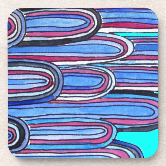 Ocean Waves aquablauw patroon Onderzetter (Voorkant)