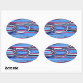 Ocean Waves aquablauw patroon Ovale Sticker (Vel)