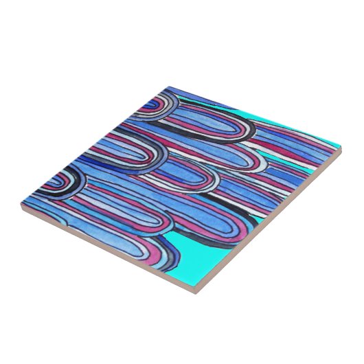 Ocean Waves aquablauw patroon Tegeltje (Zijkant)