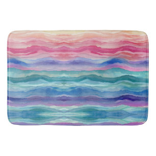 Ocean Waves Aquarel Rainbow Geïnspireerde streep Badmat