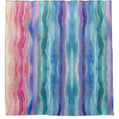 Ocean Waves Aquarel Rainbow Geïnspireerde streep Douchegordijn (Voorkant)