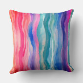 Ocean Waves Aquarel Rainbow Geïnspireerde streep Kussen (Achterkant)