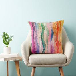 Ocean Waves Aquarel Rainbow Geïnspireerde streep Kussen