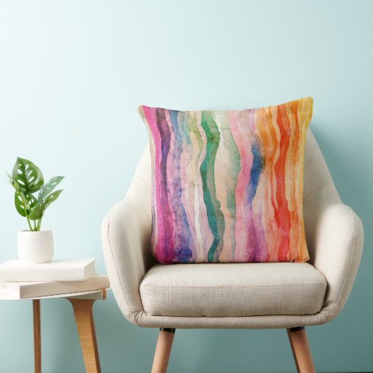 Ocean Waves Aquarel Rainbow Geïnspireerde streep Kussen (Stoel)