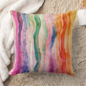Ocean Waves Aquarel Rainbow Geïnspireerde streep Kussen (Deken)