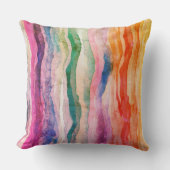 Ocean Waves Aquarel Rainbow Geïnspireerde streep Kussen (Voorkant)