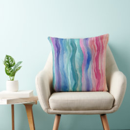 Ocean Waves Aquarel Rainbow Geïnspireerde streep Kussen