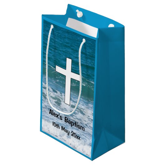 Ocean Waves Baptisme Small Gift Bag Klein Cadeauzakje (Voorkant Gekanteld)