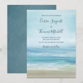 Ocean Waves Beach Abstracte Waterverf Wedding Kaart (Voorkant / Achterkant)