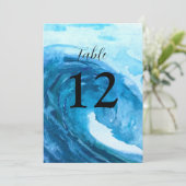 Ocean Waves Beach Destination Blue Table Nummers Kaart (Staand voorkant)