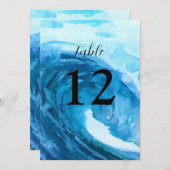 Ocean Waves Beach Destination Blue Table Nummers Kaart (Voorkant / Achterkant)