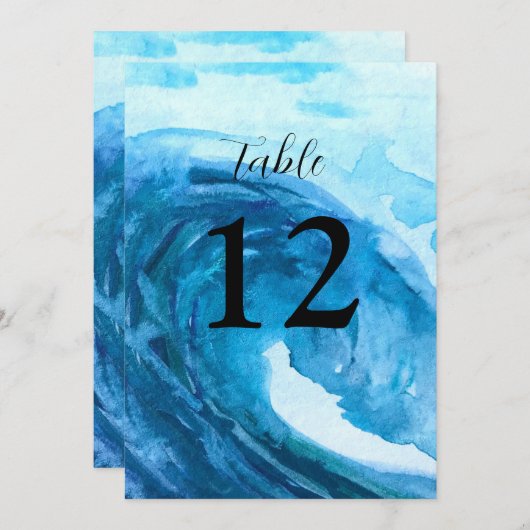 Ocean Waves Beach Destination Blue Table Nummers Kaart (Voorkant / Achterkant)