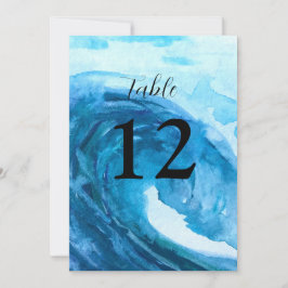 Ocean Waves Beach Destination Blue Table Nummers Kaart