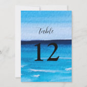 Ocean Waves Beach Destination Blue Table Nummers Kaart (Voorkant)