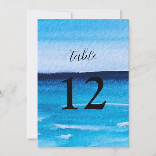 Ocean Waves Beach Destination Blue Table Nummers Kaart (Voorkant)
