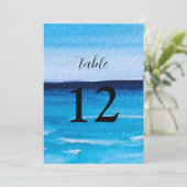 Ocean Waves Beach Destination Blue Table Nummers Kaart (Staand voorkant)
