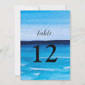 Ocean Waves Beach Destination Blue Table Nummers Kaart (Achterkant)