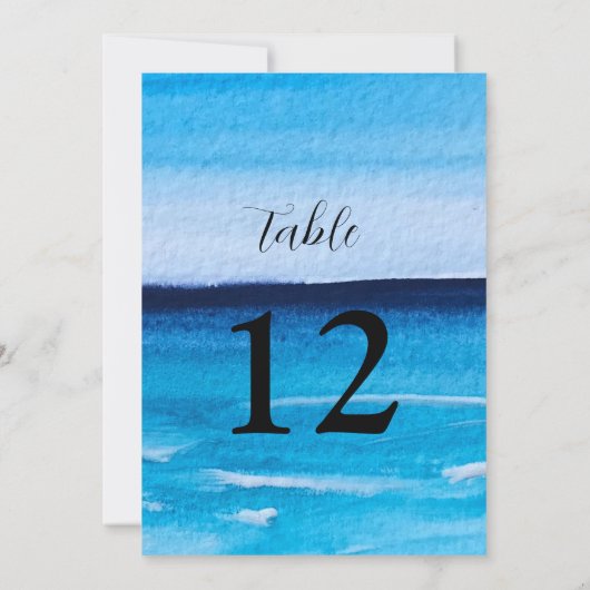 Ocean Waves Beach Destination Blue Table Nummers Kaart (Achterkant)
