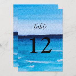 Ocean Waves Beach Destination Blue Table Nummers Kaart