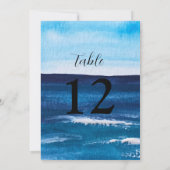 Ocean Waves Beach Destination Blue Table Nummers Kaart (Achterkant)
