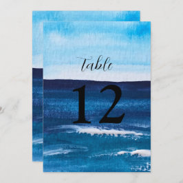 Ocean Waves Beach Destination Blue Table Nummers Kaart
